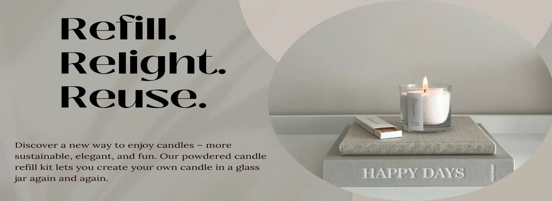 Powdered candle refill kit – sustainable and elegant candle refilling solution in a glass jar