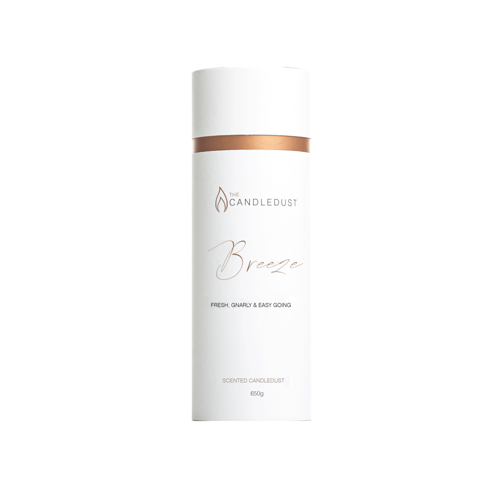 Eco-friendly powdered candle in Breeze scent with minimal packaging