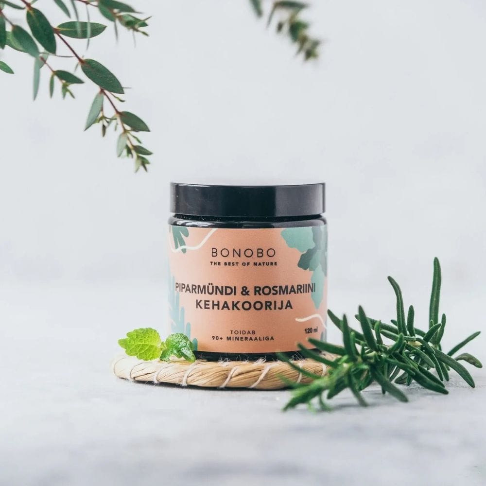Natural Peppermint and Rosemary Body Scrub for refreshing body care