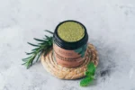 Texture of peppermint and rosemary natural exfoliator with vitamin rich ingredients
