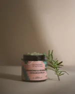 Texture of peppermint and rosemary natural exfoliator with vitamin rich ingredients