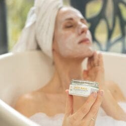 Relaxing home spa ritual with natural face mask and botanical ingredients